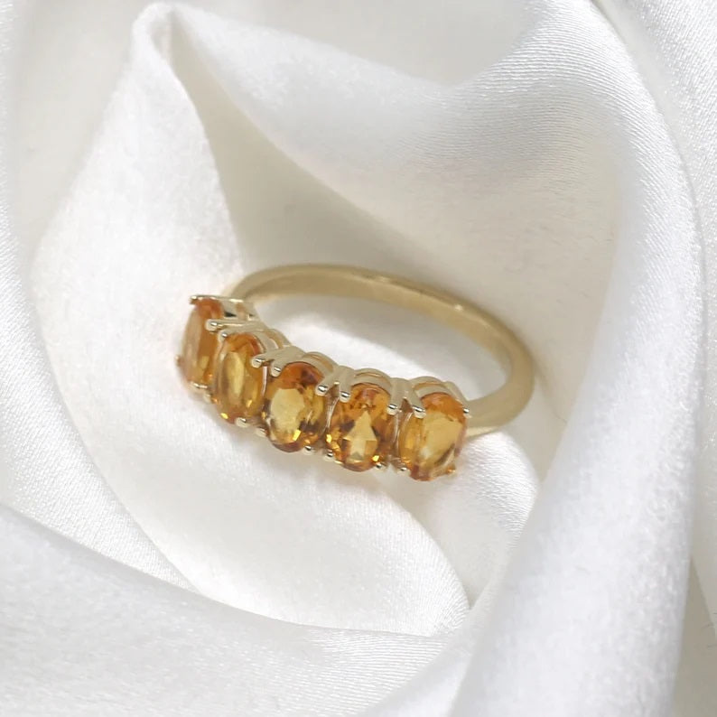 14K 5 OVAL CITRINE BAND