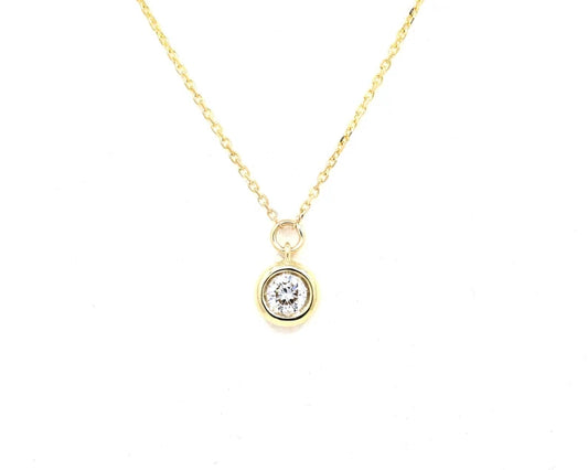 14K 0.03CT DIAMOND BEZEL DANGLING NECKLACE