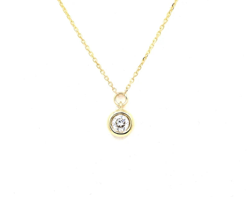 14K 0.20CT DIAMOND BEZEL DANGLING NECKLACE