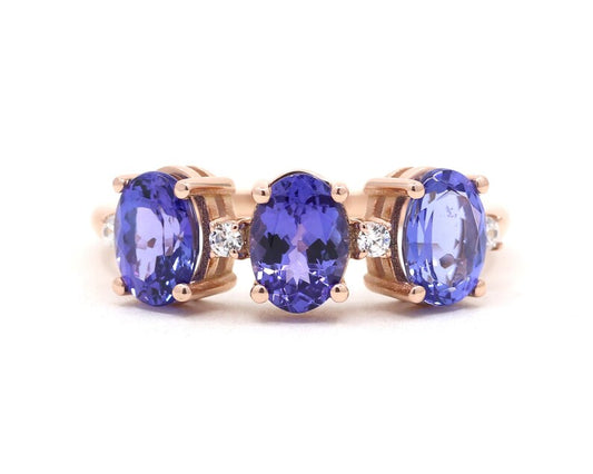 14K OVAL TANZANITE DIAMOND BAND