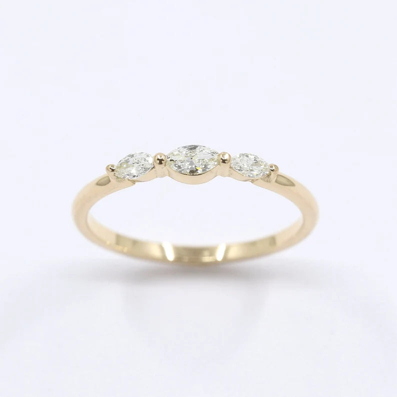 14K 3 MARQUISE DIAMOND BAND