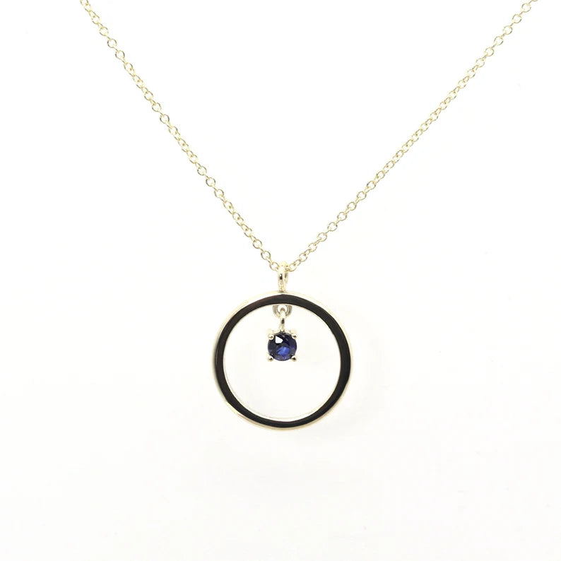 14K BIRTHSTONE CIRCLE NECKLACE (CHOOSE YOUR STONE)