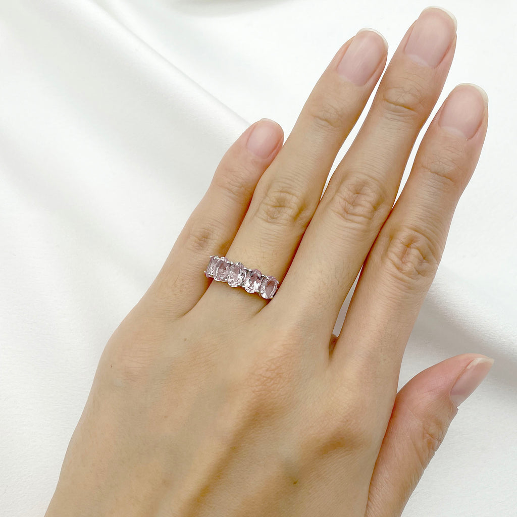 14K 5 OVAL PINK MORGANITE BAND